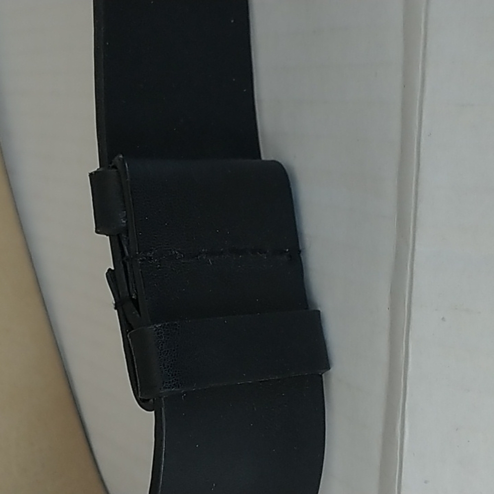 Chico's Distressed Bronze Silver tone Disc Belt Black Leather Adjustable - Picture 7 of 10